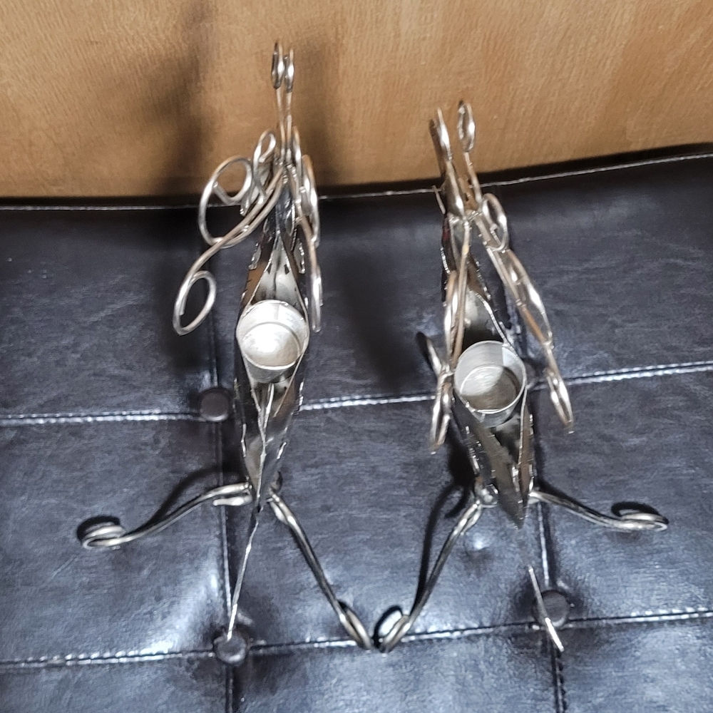 Metal silver reindeer candle holders set 2 pcs. - Picture 13 of 17